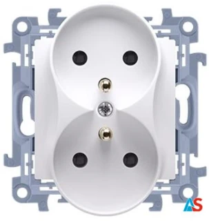 Simon 10 Gniazdo podwójne z/u białe 16A 250V IP20 CGZ2M.01/11