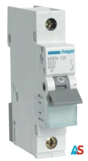 HAGER Wyłącznik nadprądowy 1P B 20A 6kA AC MBN120E